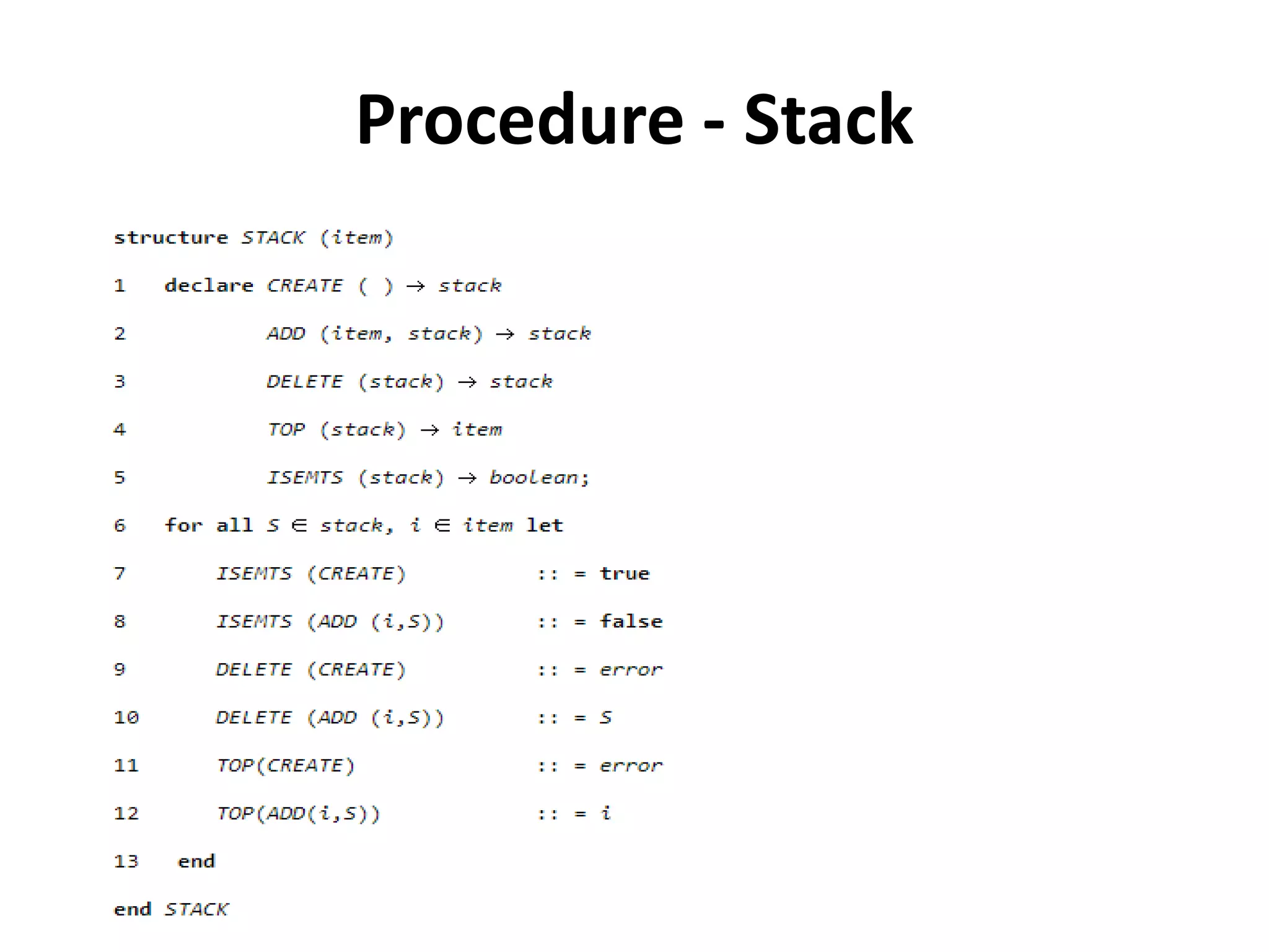 Procedure - Stack
 