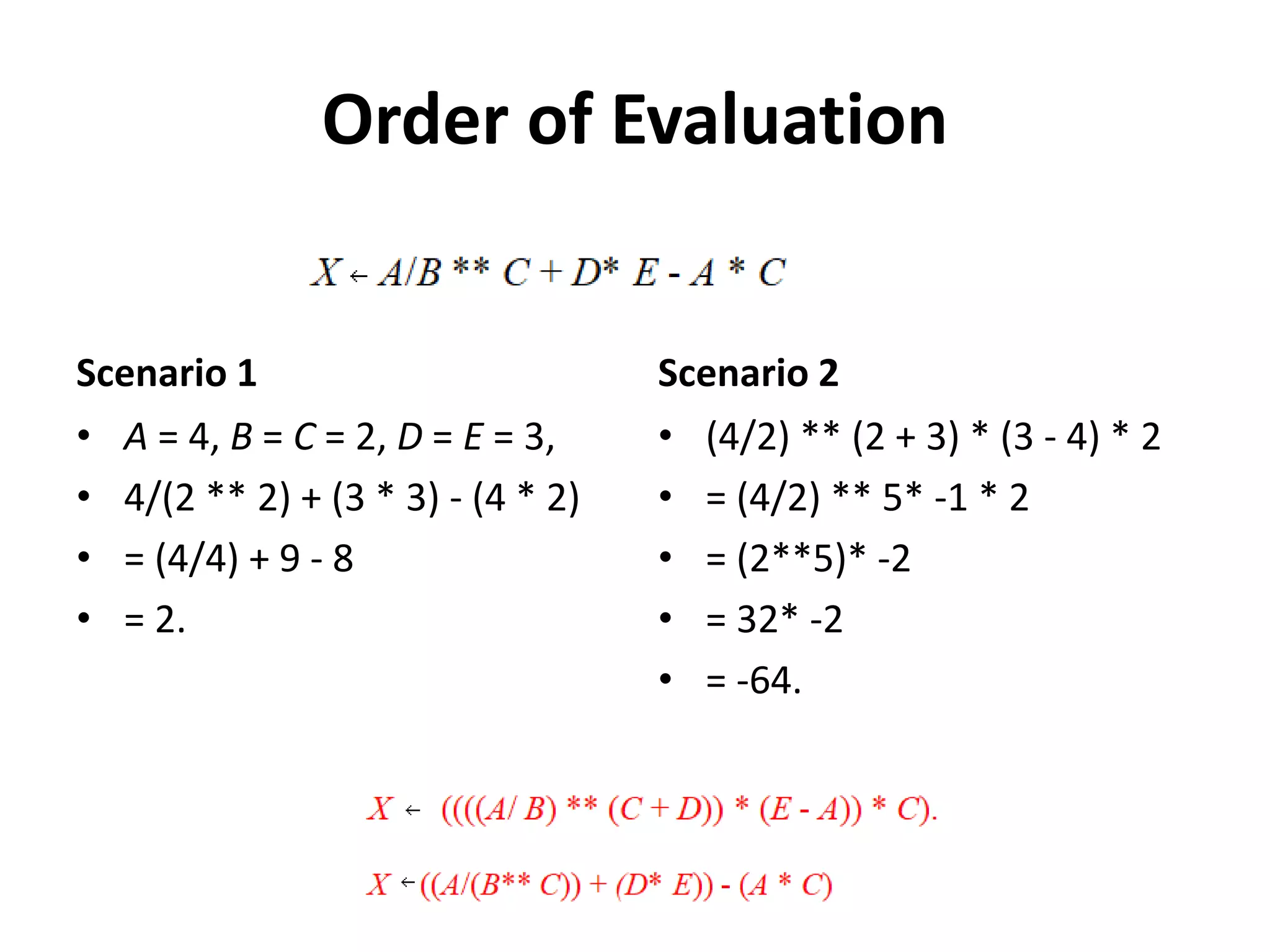 Unit I - Evaluation of expression | PPTX
