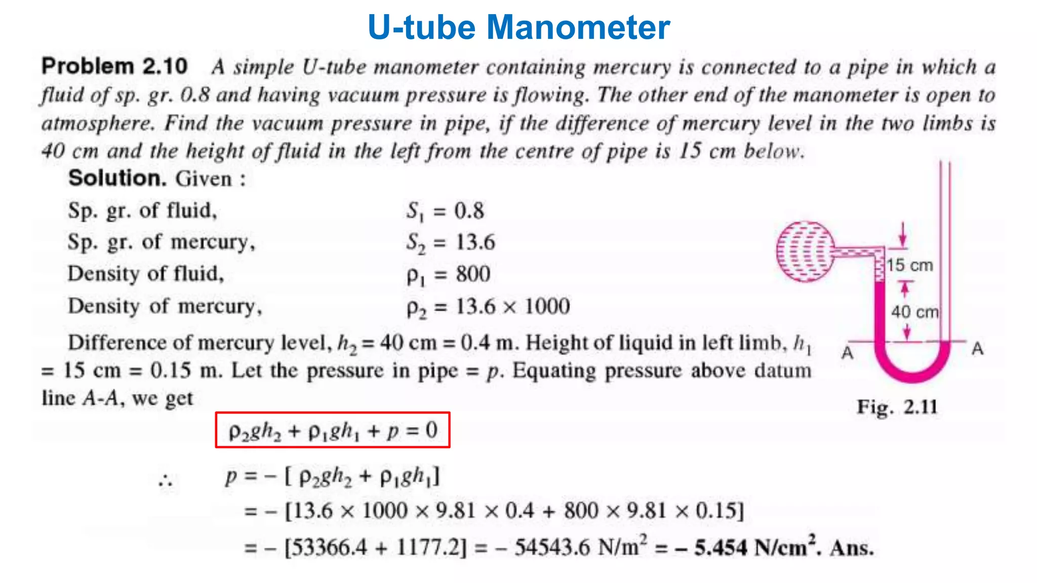 U-tube Manometer
 