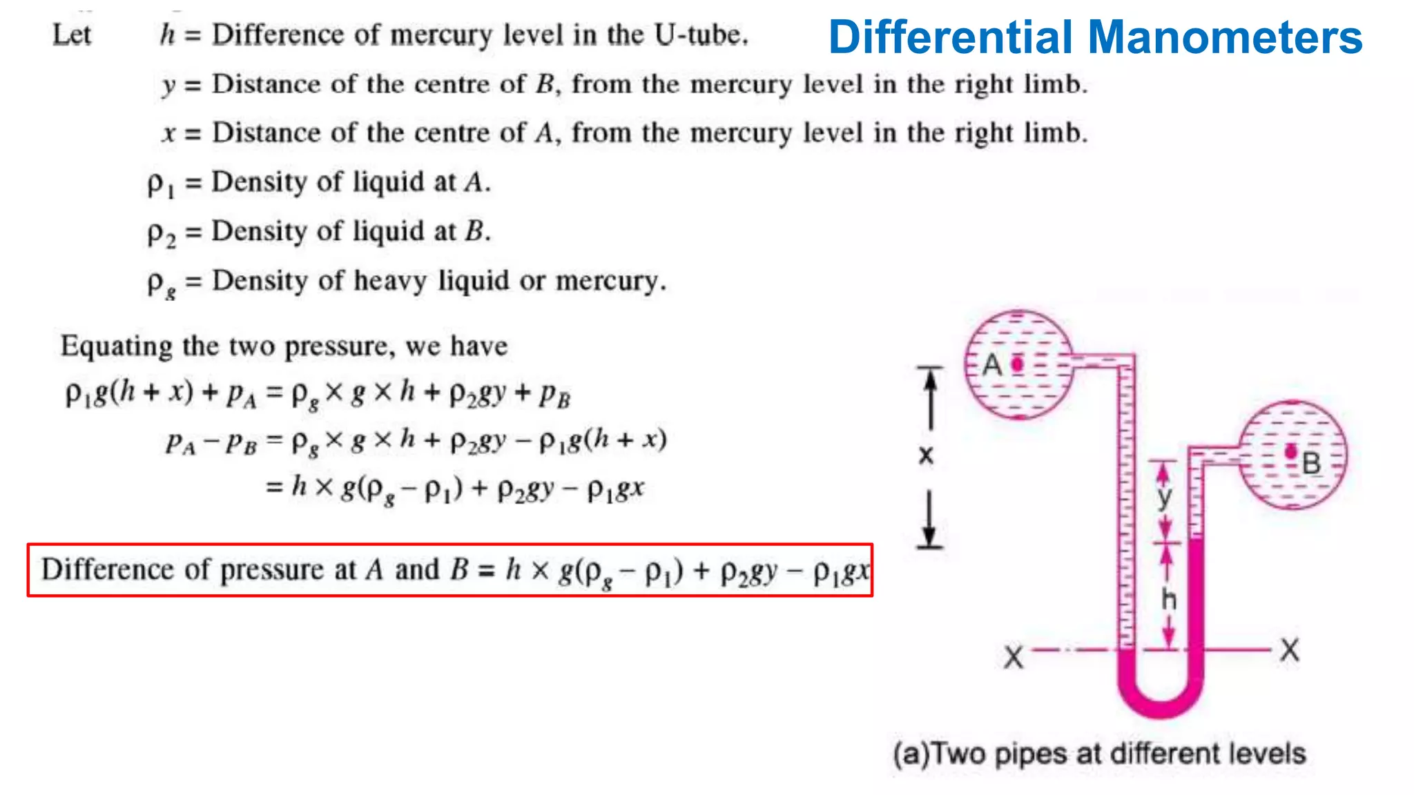 Differential Manometers
 