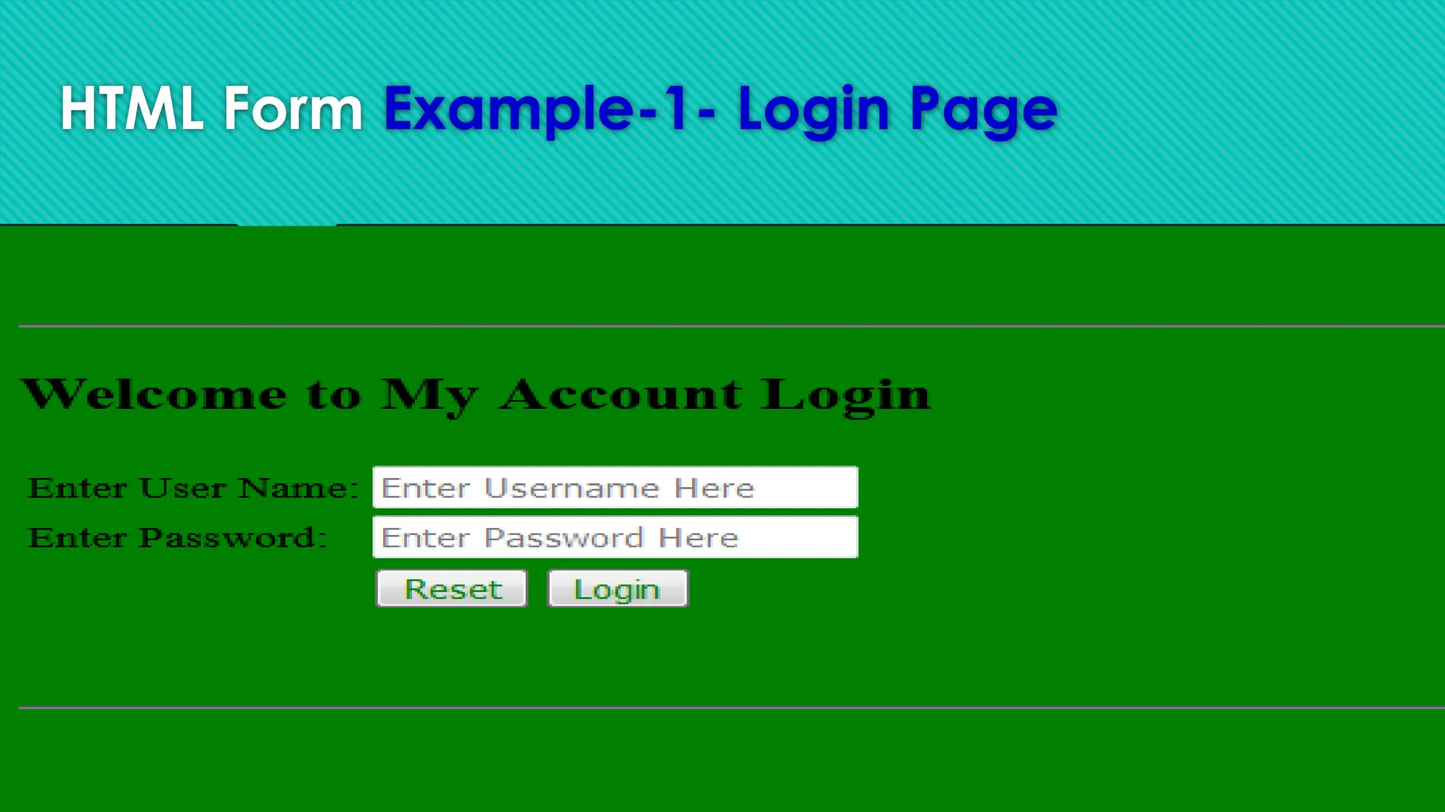 HTML Form Example-1- Login Page
 