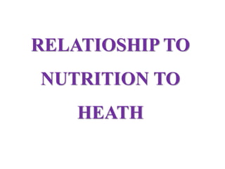 RELATIOSHIP TO
NUTRITION TO
HEATH
 
