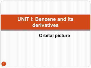 1
UNIT I: Benzene and its
derivatives
Orbital picture
 
