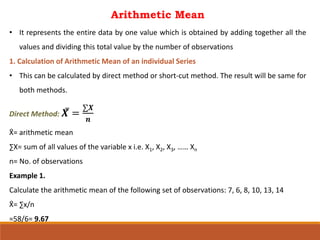 Calculation of Arithmetic Mean | PPT