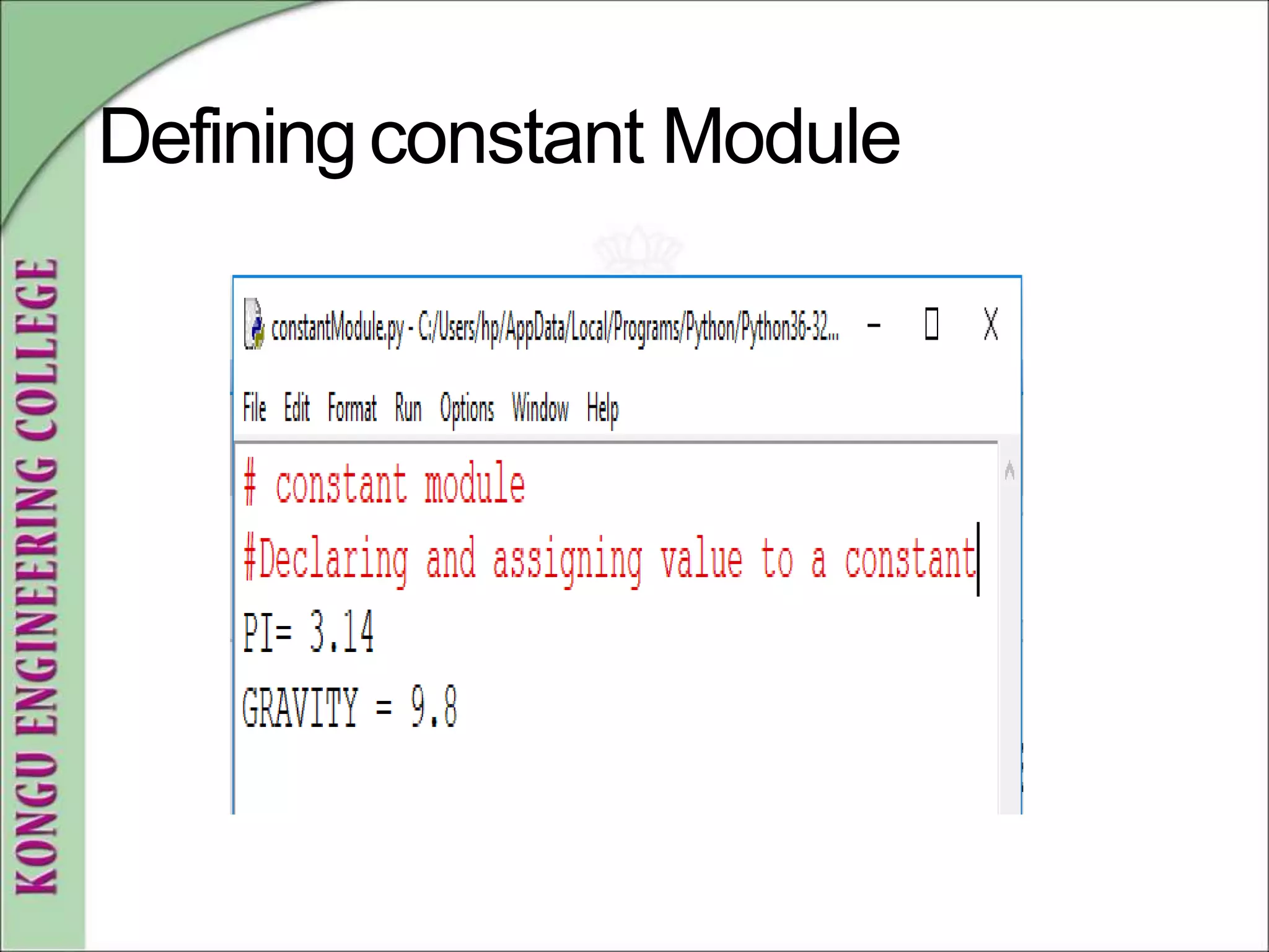 Definingconstant Module
 