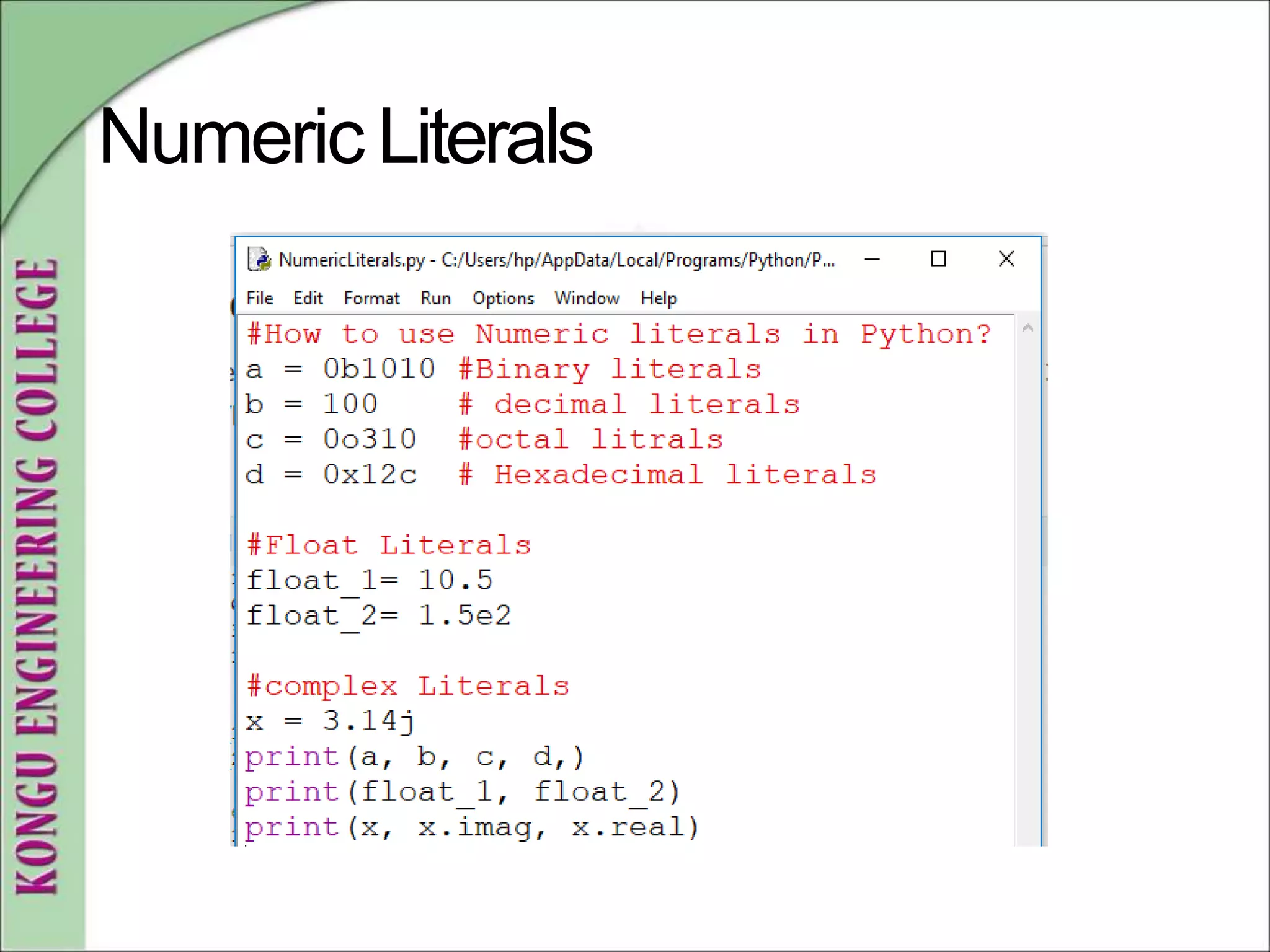 Numeric Literals
 