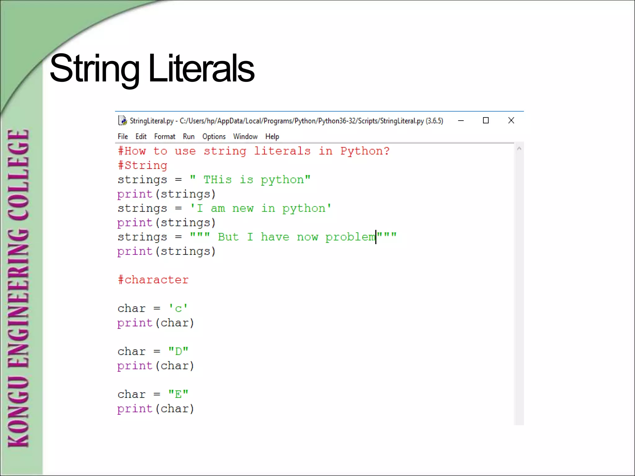 String Literals
 
