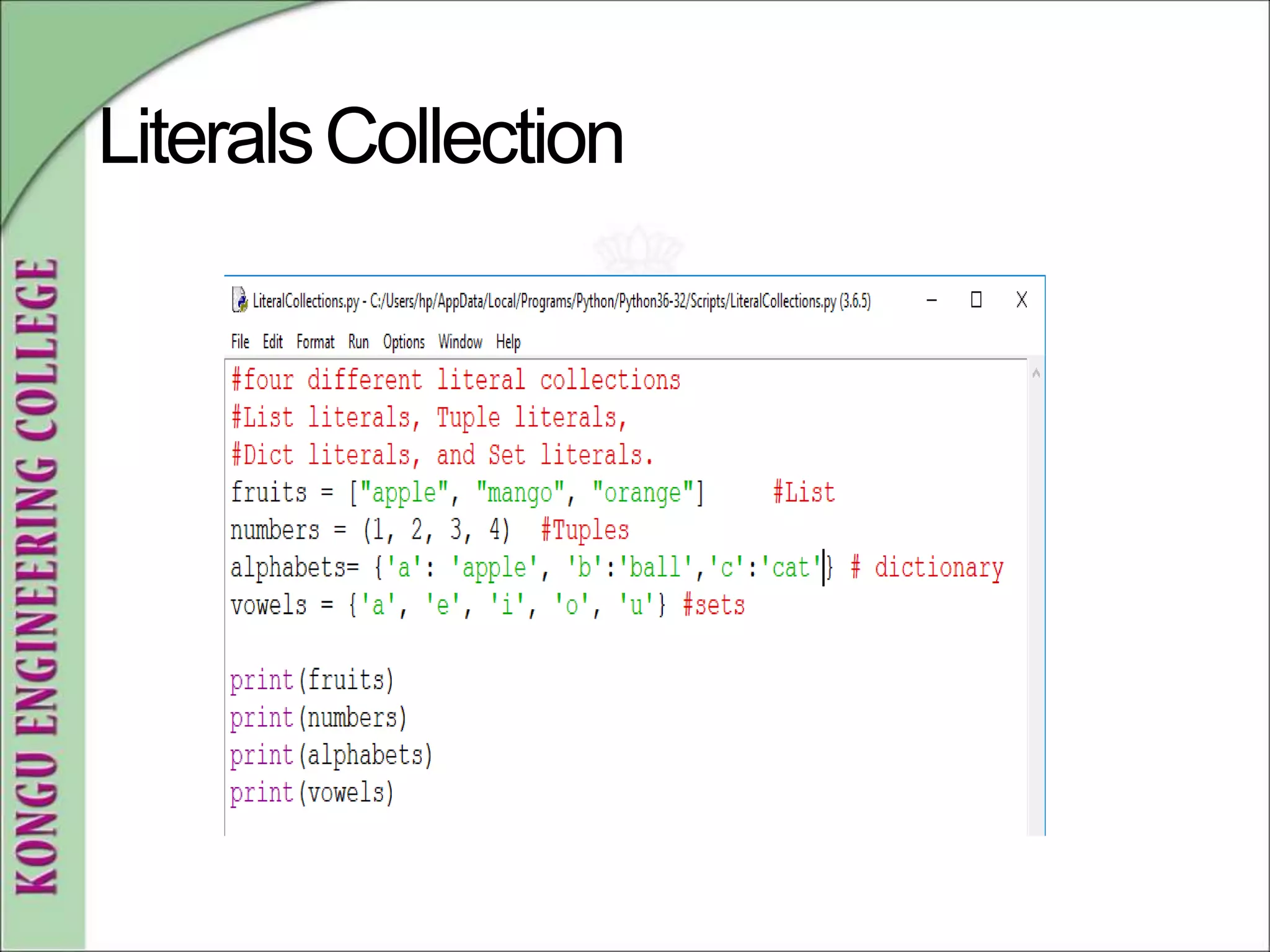 LiteralsCollection
 