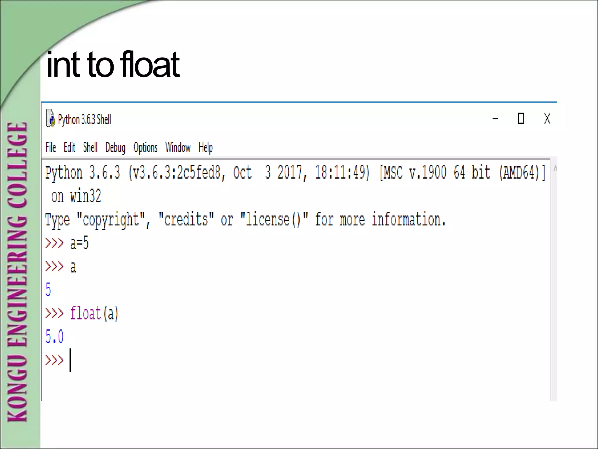 int tofloat
 