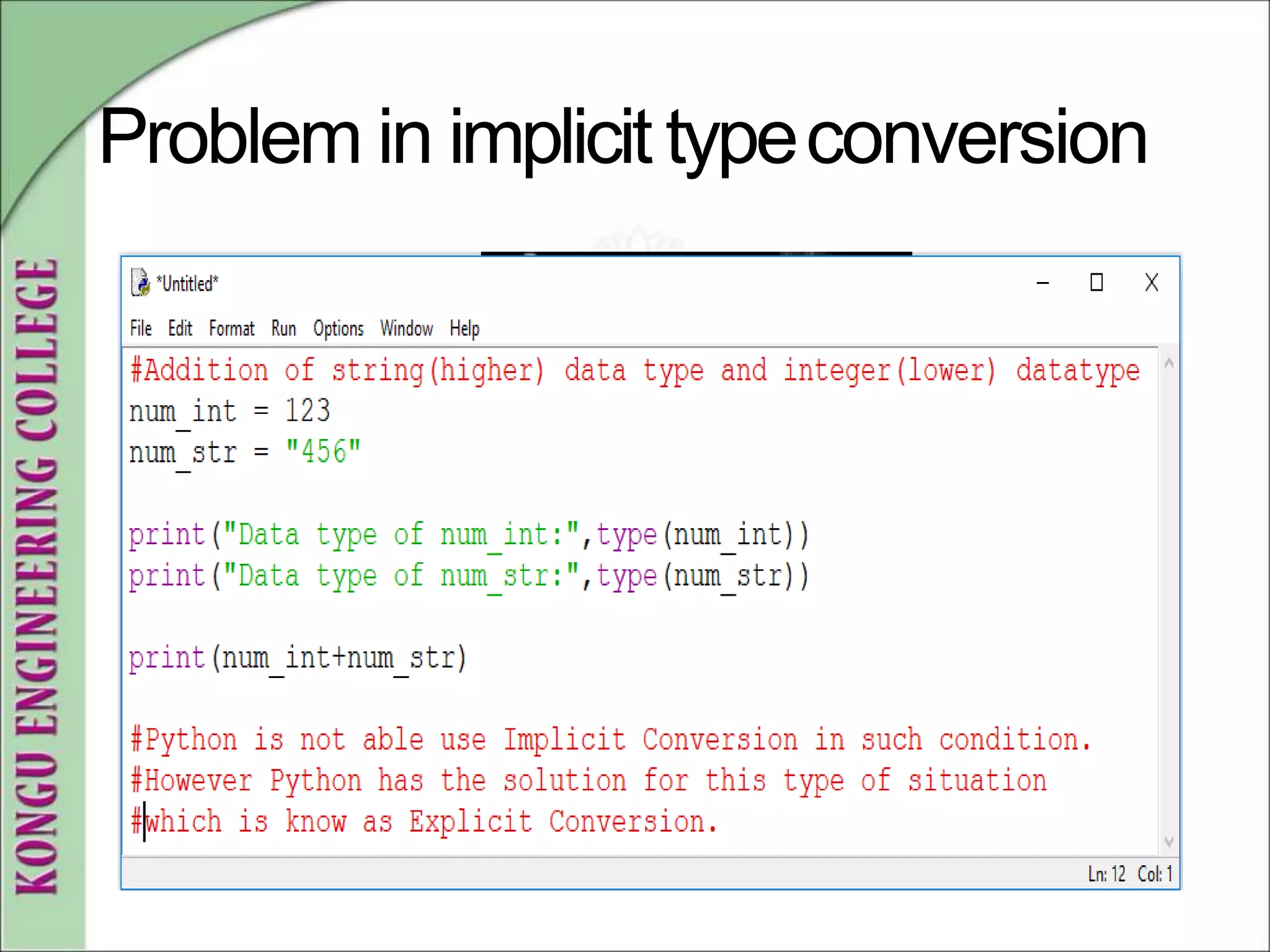 Problem in implicit typeconversion
 