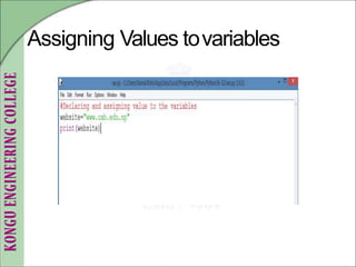 Assigning Values tovariables
 
