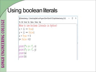 Using booleanliterals
 