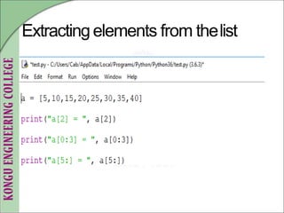 Extracting elements from thelist
 