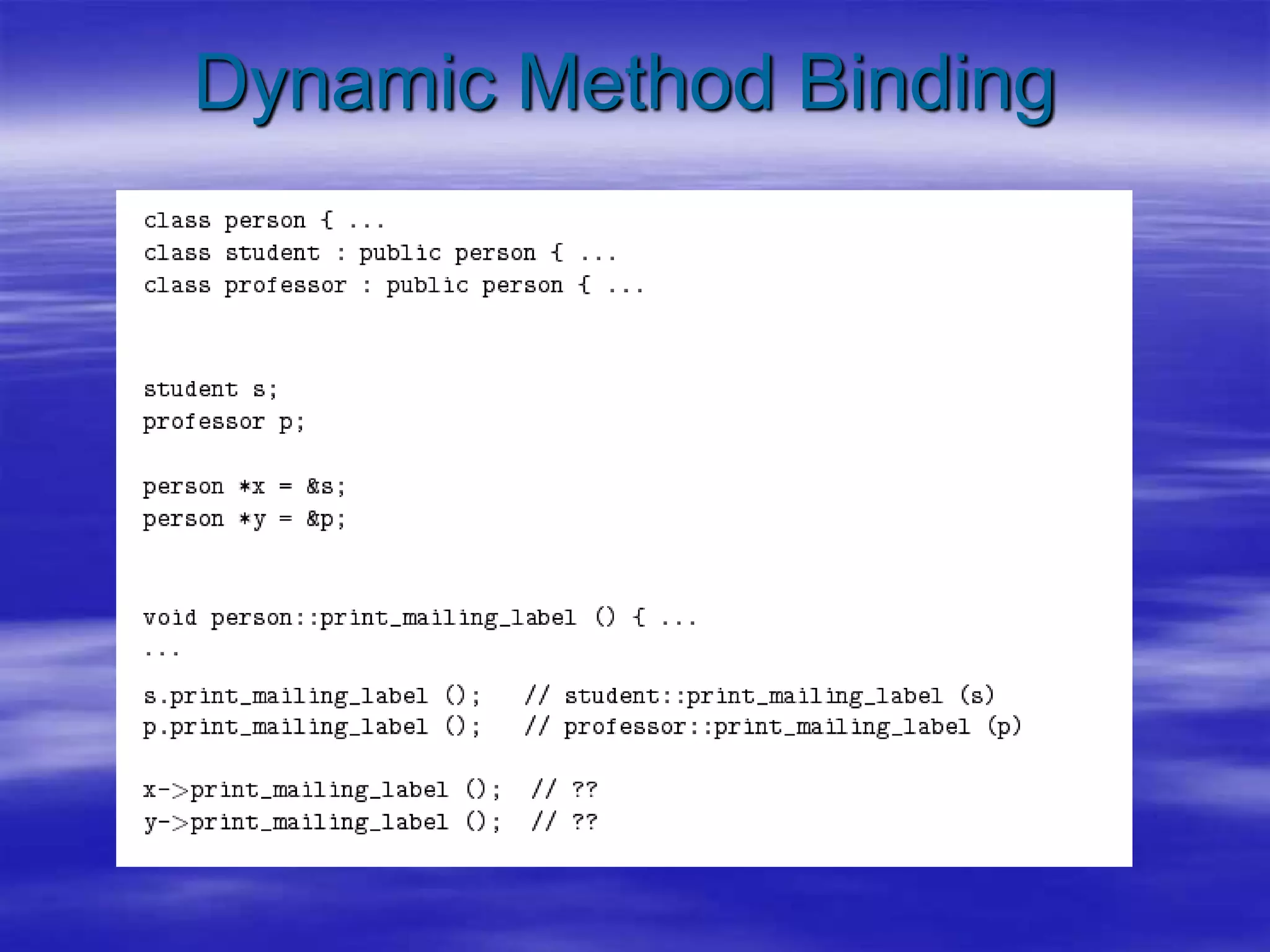 Dynamic Method Binding
 