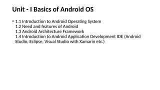 Unit I Basics of Android Operating System | PPTX