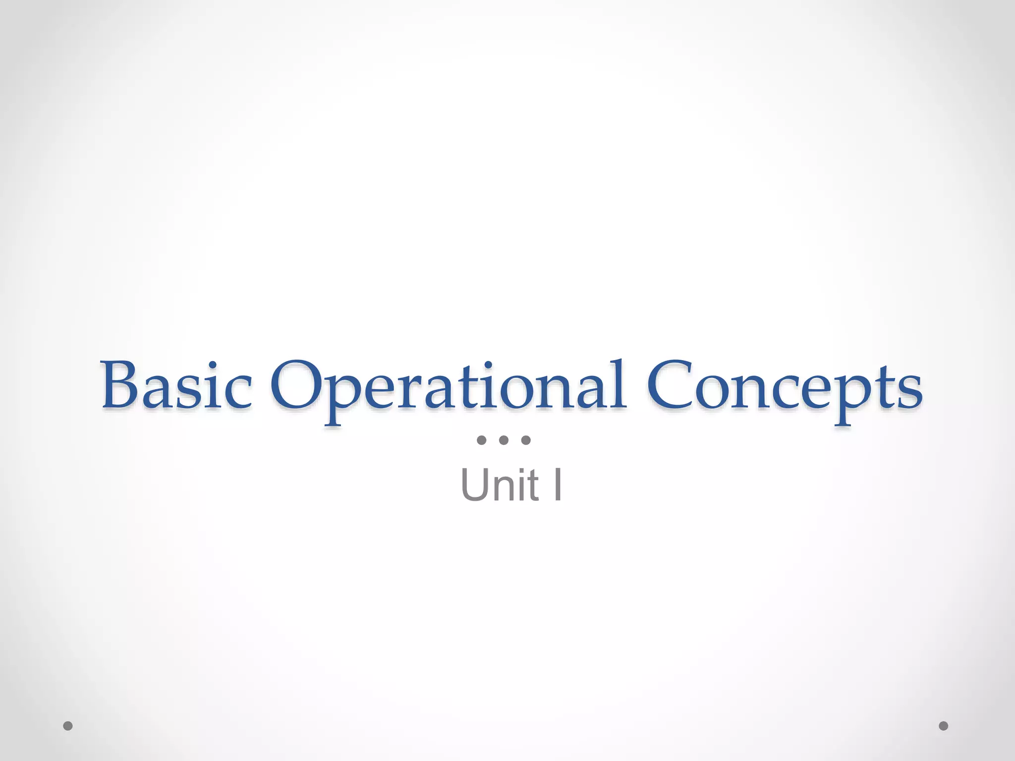 Basic Operational Concepts
Unit I
 
