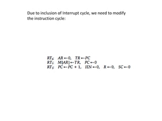 Due to inclusion of Interrupt cycle, we need to modify
the instruction cycle:
 