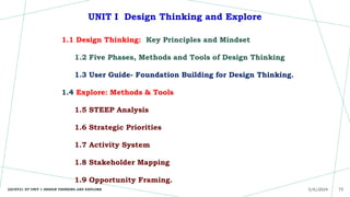 UNIT I Design Thinking and Explore | PPTX