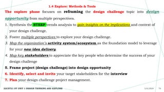 Unit 1 Design UNIT I Design Thinking and Explore | PPTX