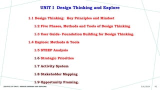 Unit 1 Design UNIT I Design Thinking and Explore | PPTX