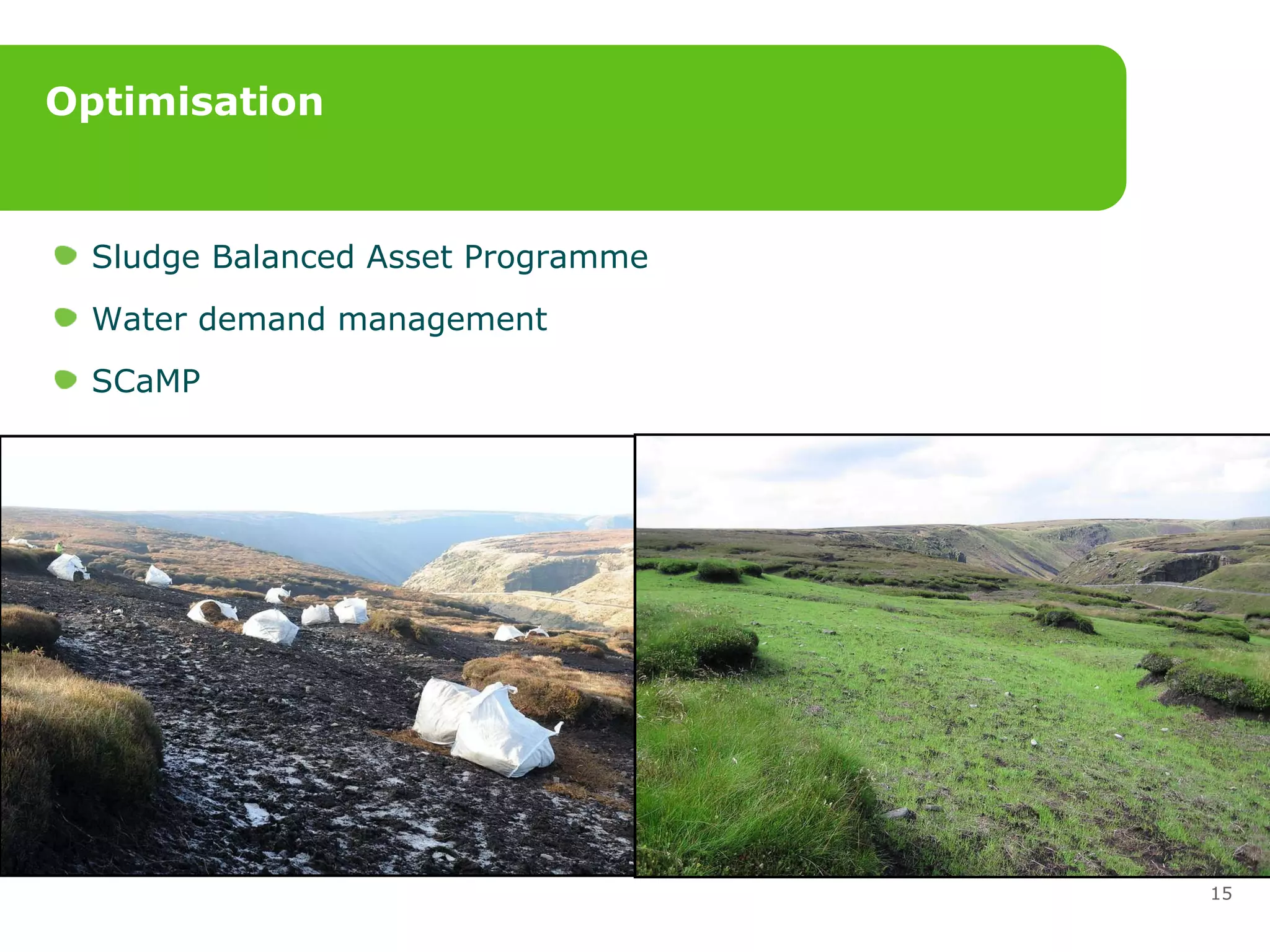 Optimisation Sludge Balanced Asset Programme Water demand management SCaMP 