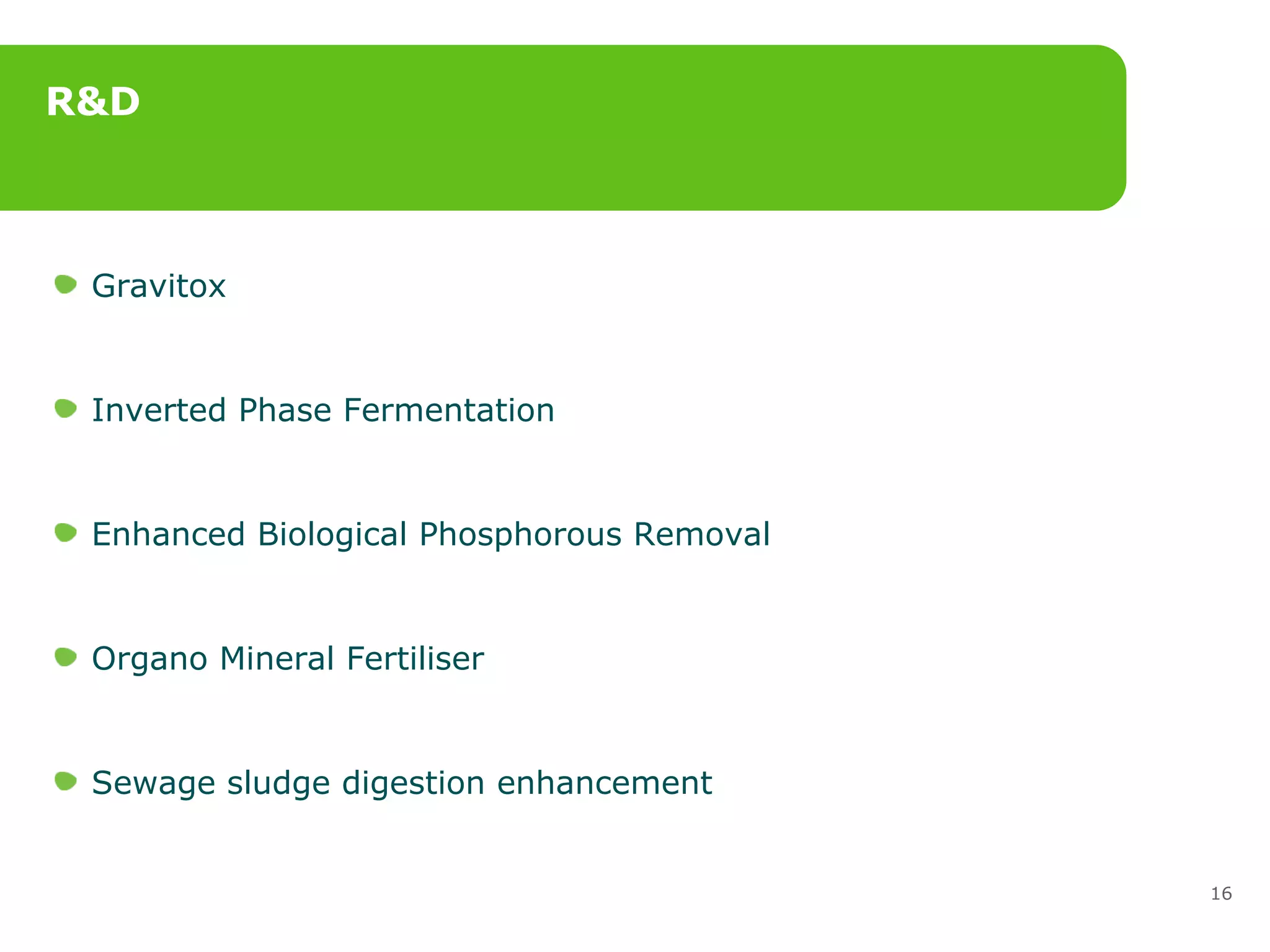 R&D Gravitox Inverted Phase Fermentation Enhanced Biological Phosphorous Removal Organo Mineral Fertiliser Sewage sludge digestion enhancement 
