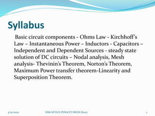 Unit i electrical circuits | PPTX