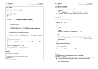 B.Sc. III(VI Sem) Advance Java Unit1: Exception Handling ...