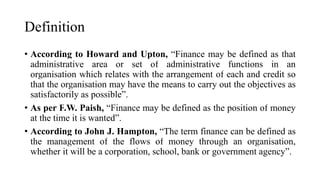 Basic Finance Functions for a company to make decision | PPT