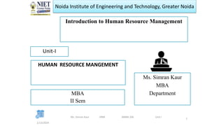 UNIT 1 PPT on Human Resources Management | PPTX