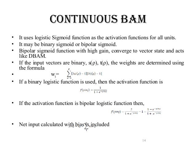 Bipolar sigmoid activation function