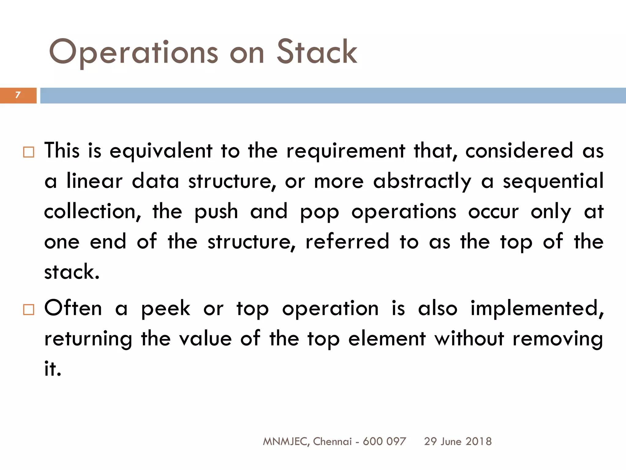 UNIT II LINEAR DATA STRUCTURES – STACKS, QUEUES | PPT