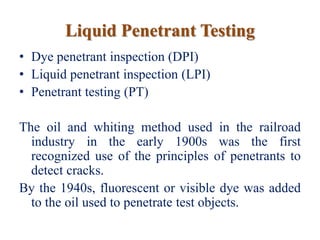 Lpi Inspection SURFACE NDE METHODS | PPTX