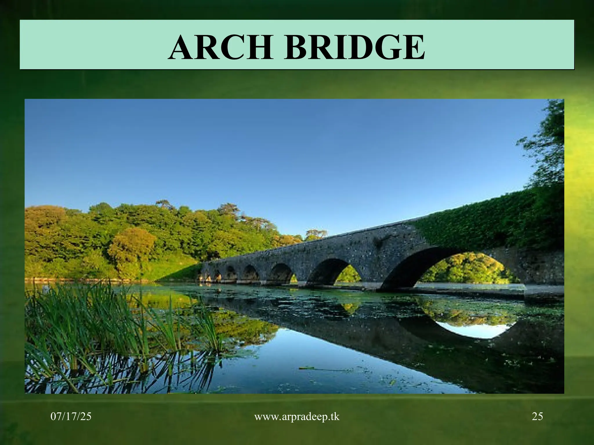 07/17/25 www.arpradeep.tk 25
ARCH BRIDGE
 