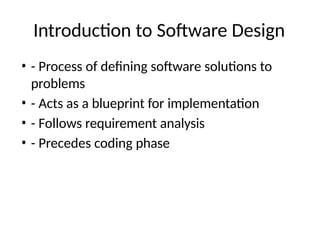 software design by example: a tool-based introduction... UNIT II: Software design, software .pptx