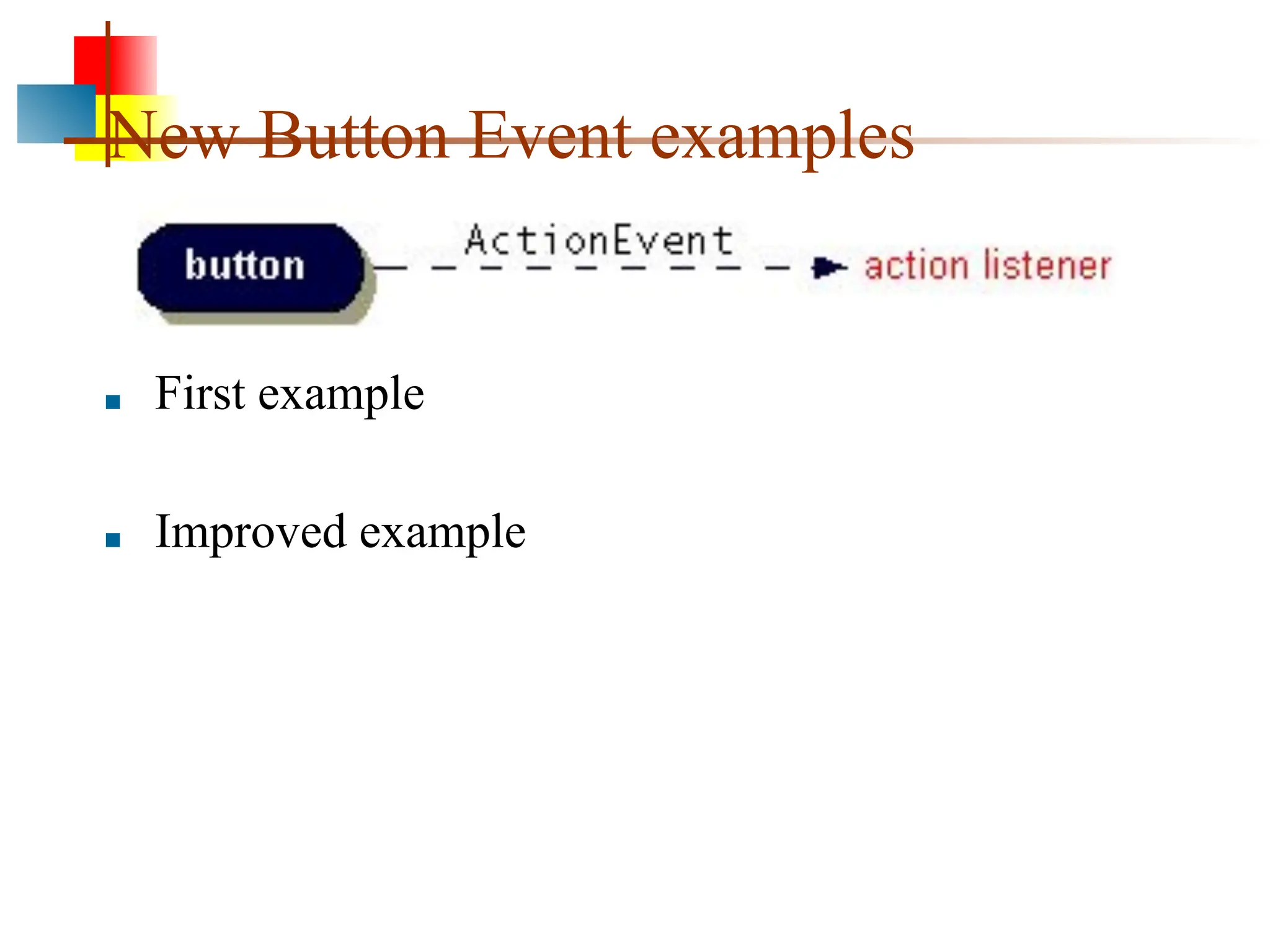 New Button Event examples ■ First example ■ Improved example 