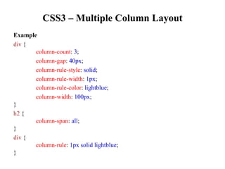 css tutorial: multiple columns property |web... IT2255 Web Essentials - Unit II Web Designing | PDF