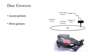 Disc Grooves
14
• Course grooves
• Micro grooves
 