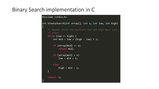 Binary Search implementation in C