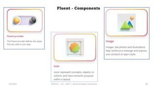 Fluent - Components
4/2/2024 20CDT42 _ UID _ UNIT II _ Advanced Design Components 103
 