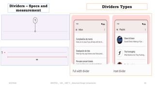 Dividers – Specs and
measurement
4/2/2024 20CDT42 _ UID _ UNIT II _ Advanced Design Components 20
Dividers Types
 