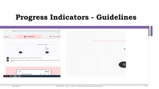 Progress Indicators - Guidelines
4/2/2024 20CDT42 _ UID _ UNIT II _ Advanced Design Components 53
 