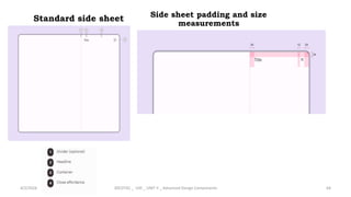 Standard side sheet
4/2/2024 20CDT42 _ UID _ UNIT II _ Advanced Design Components 64
Side sheet padding and size
measurements
 
