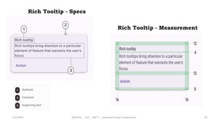 Rich Tooltip - Specs
4/2/2024 20CDT42 _ UID _ UNIT II _ Advanced Design Components 87
Rich Tooltip - Measurement
 