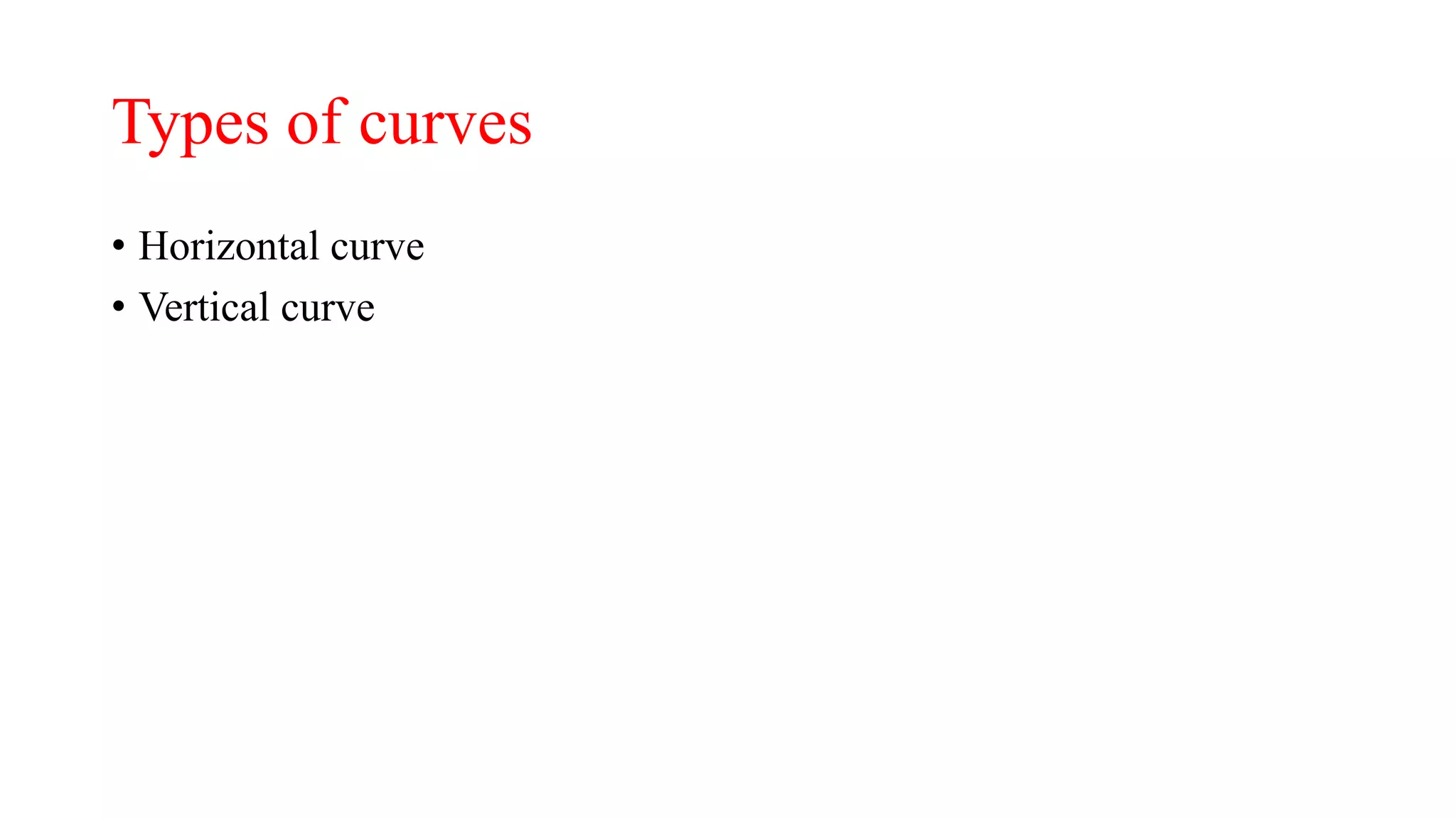 Types of curves
• Horizontal curve
• Vertical curve
 