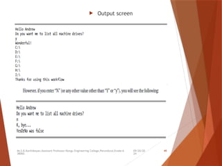 09/20/20
24
Mr.S.B.Karthikeyan,Assistant Professor/Kongu Engineering College,Perundurai,Erode-6
38060.
49
 Output screen
 
