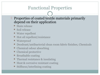 Unit ii coating.of textile fabric ppt | PPT