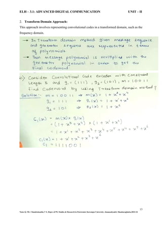 ELH – 3.1: ADVANCED DIGITAL COMMUNICATION UNIT – II Coding techniques | PDF