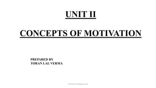 UNIT II
CONCEPTS OF MOTIVATION
Commercestudguide.com
 