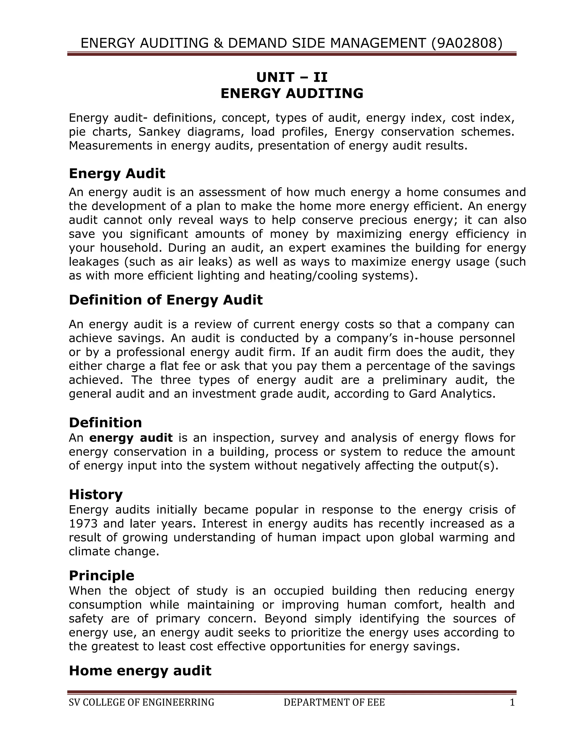 Unit ii energy auditing 1 | PDF